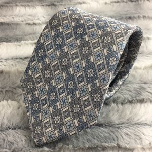 Vintage Lanvin silk tie - blue, gray, & white